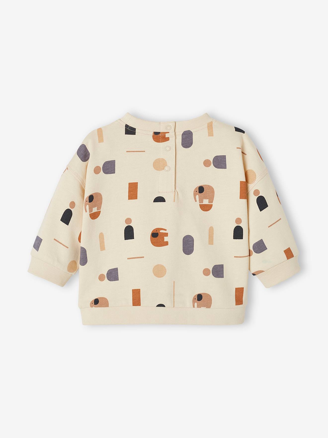 Vertbaudet Baby Sweatshirt mit Kängurutasche Oeko-Tex - hellbeige bedruckt