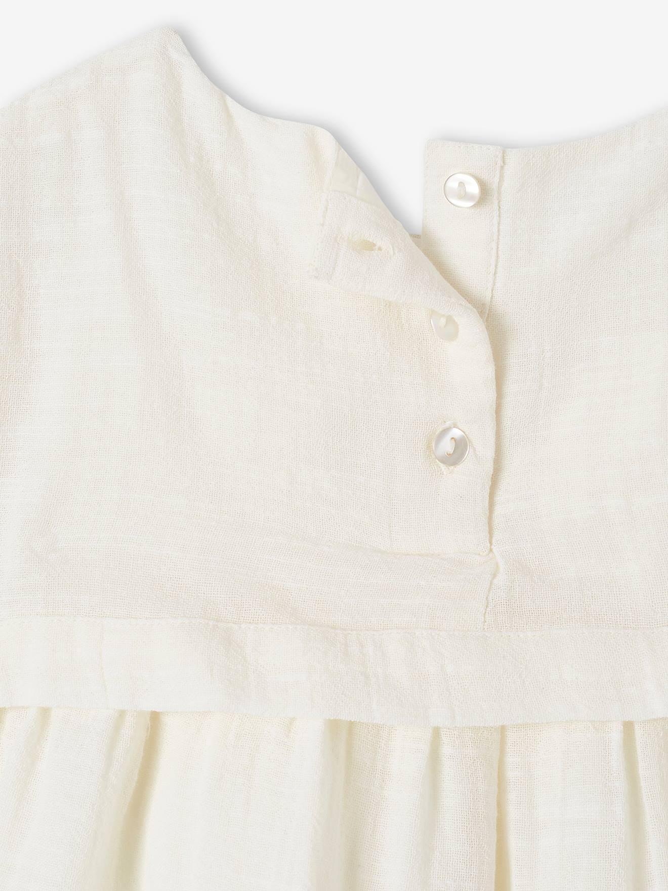 Blouse col vareuse à dentelle fille écru