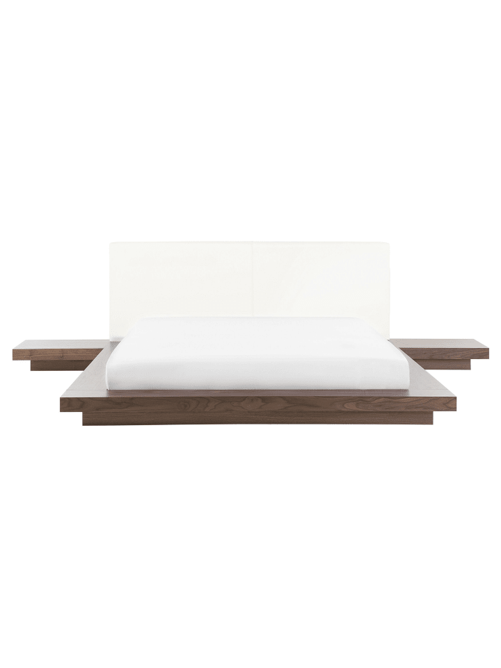 Beliani Doppelbett ZEN in Heller Holzfarbton/Weiß - (W) 308 x (H) 86 x (L) 229 cm günstig kaufen onesize