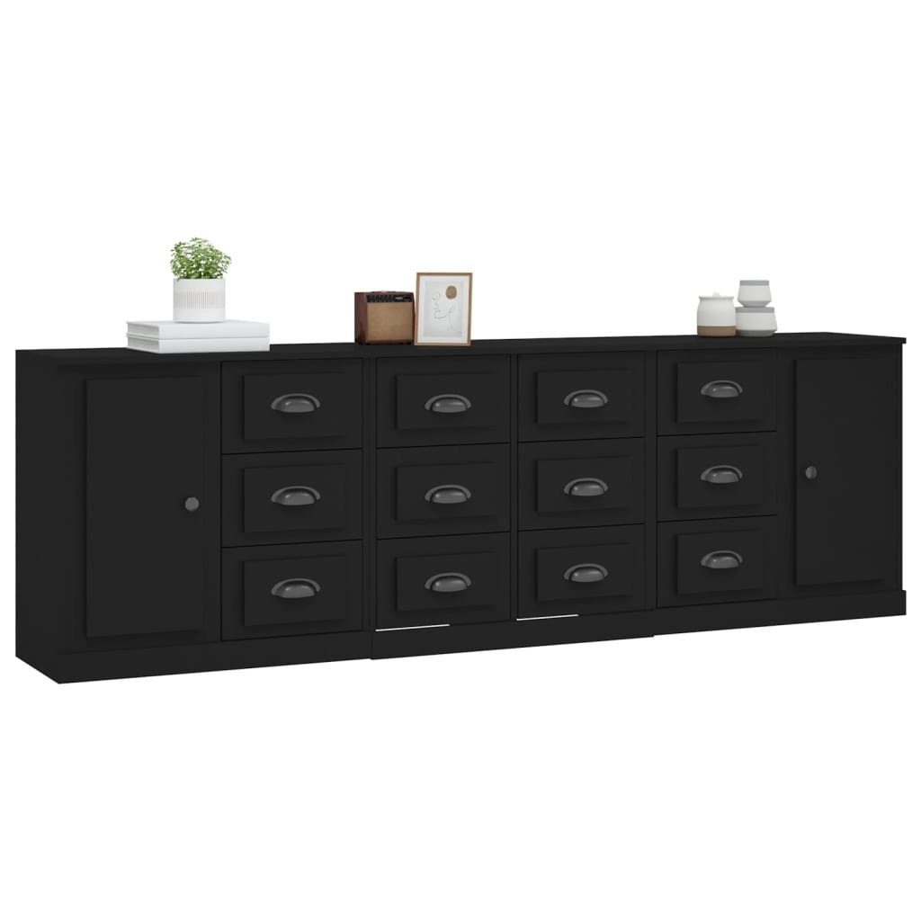 vidaXL Sideboard Sideboards 3 Stk. Schwarz Holzwerkstoff (3 St)