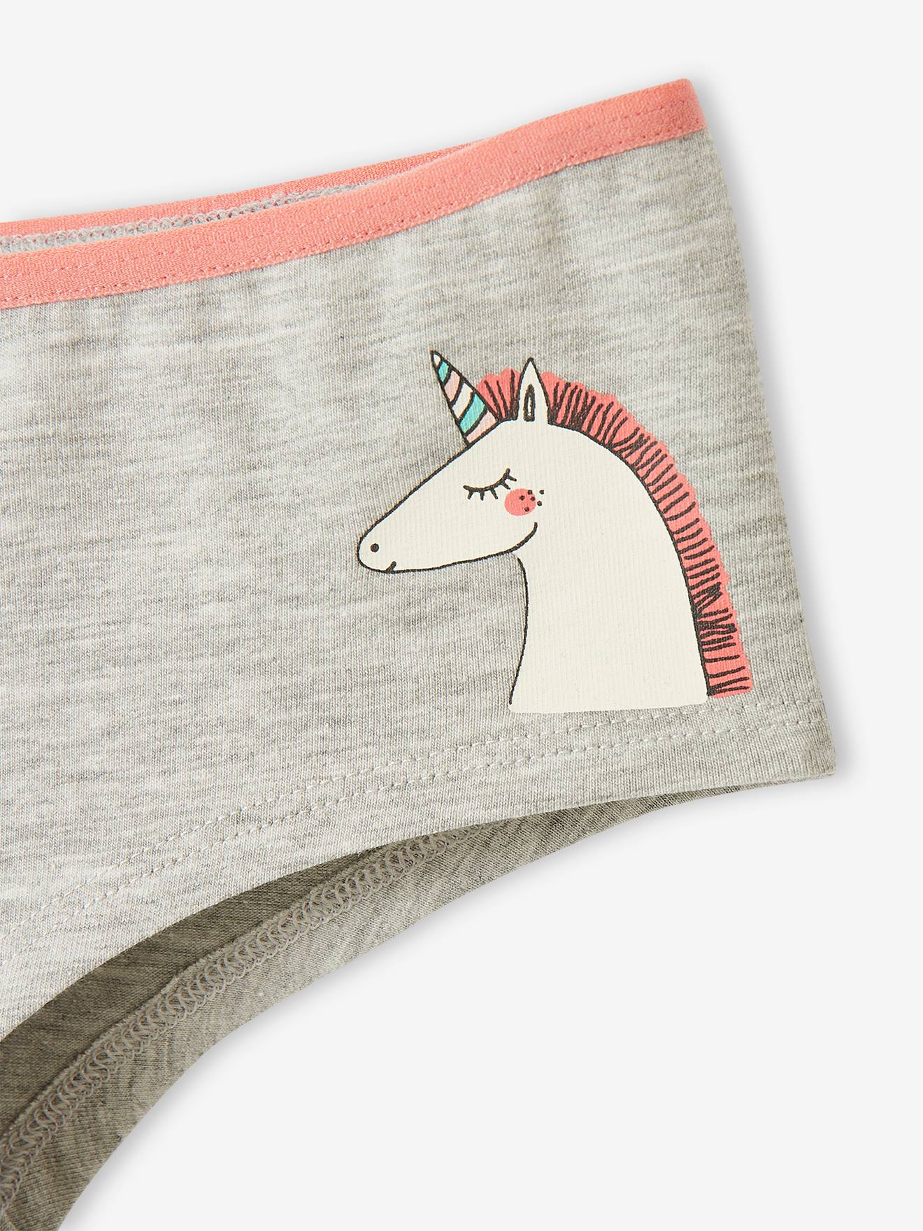 Lot de 5 shorties licorne fille bouton de rose imprime