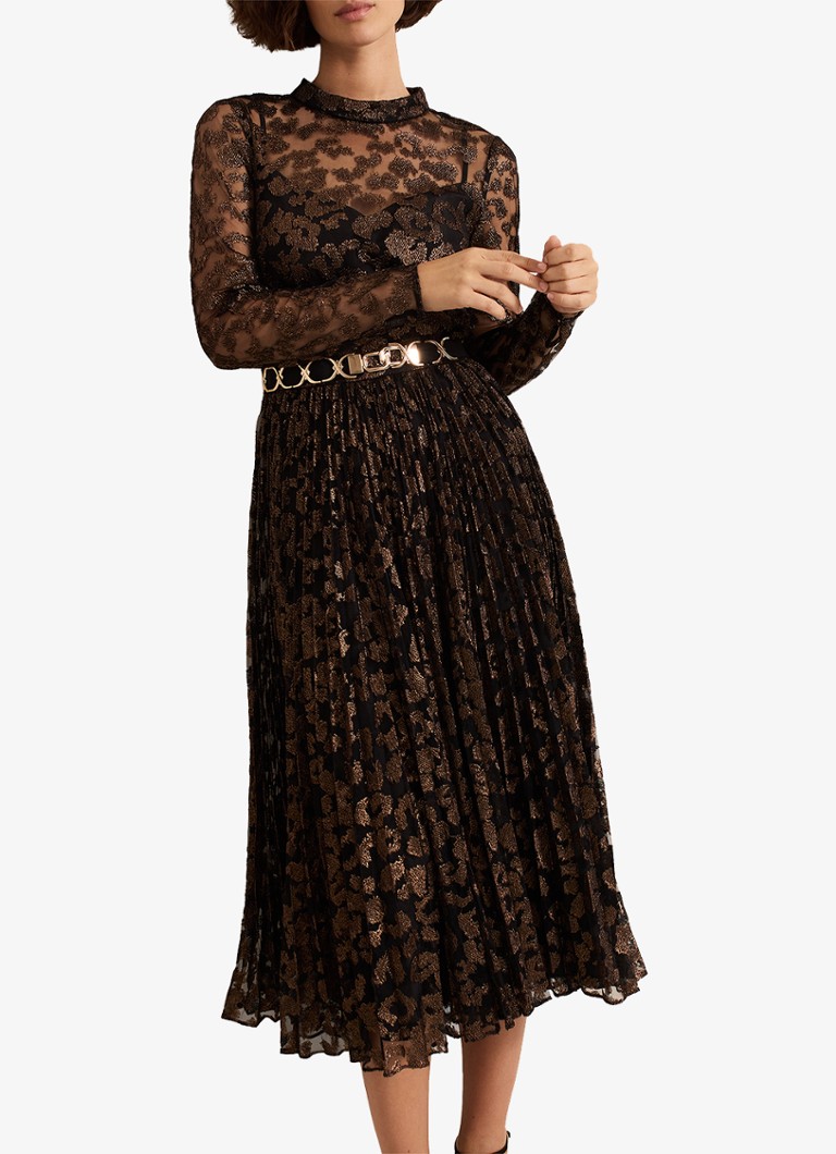Φόρεμα μίντι με πτυχώσεις Theodora Jacquard Phase Eight