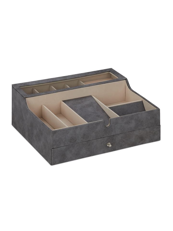 relaxdays Schmuckkästchen in Grau - (B)34 x (H)13 x (T)31 cm günstig kaufen onesize