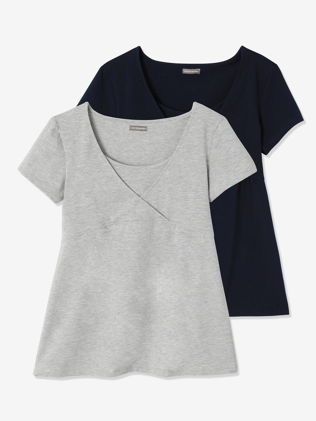 Vertbaudet 2er-Pack T-Shirts für Schwangerschaft & Stillzeit Oeko-Tex - pack marine/grau