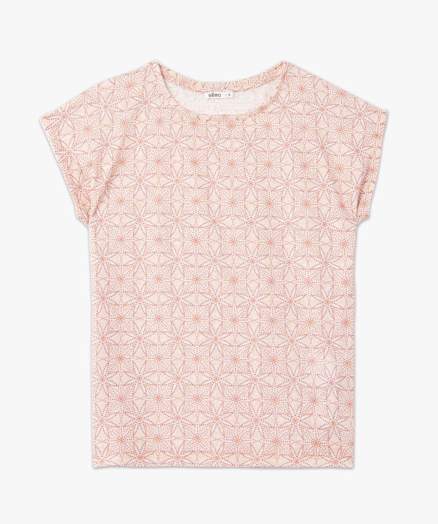 Tee-shirt femme à manches courtes imprimé en maille fine imprime | GEMO