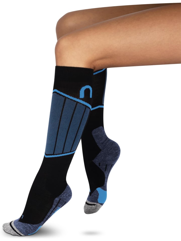 normani 2 Paar Merino Kompressionskniestrümpfe Darwin in Blau günstig kaufen