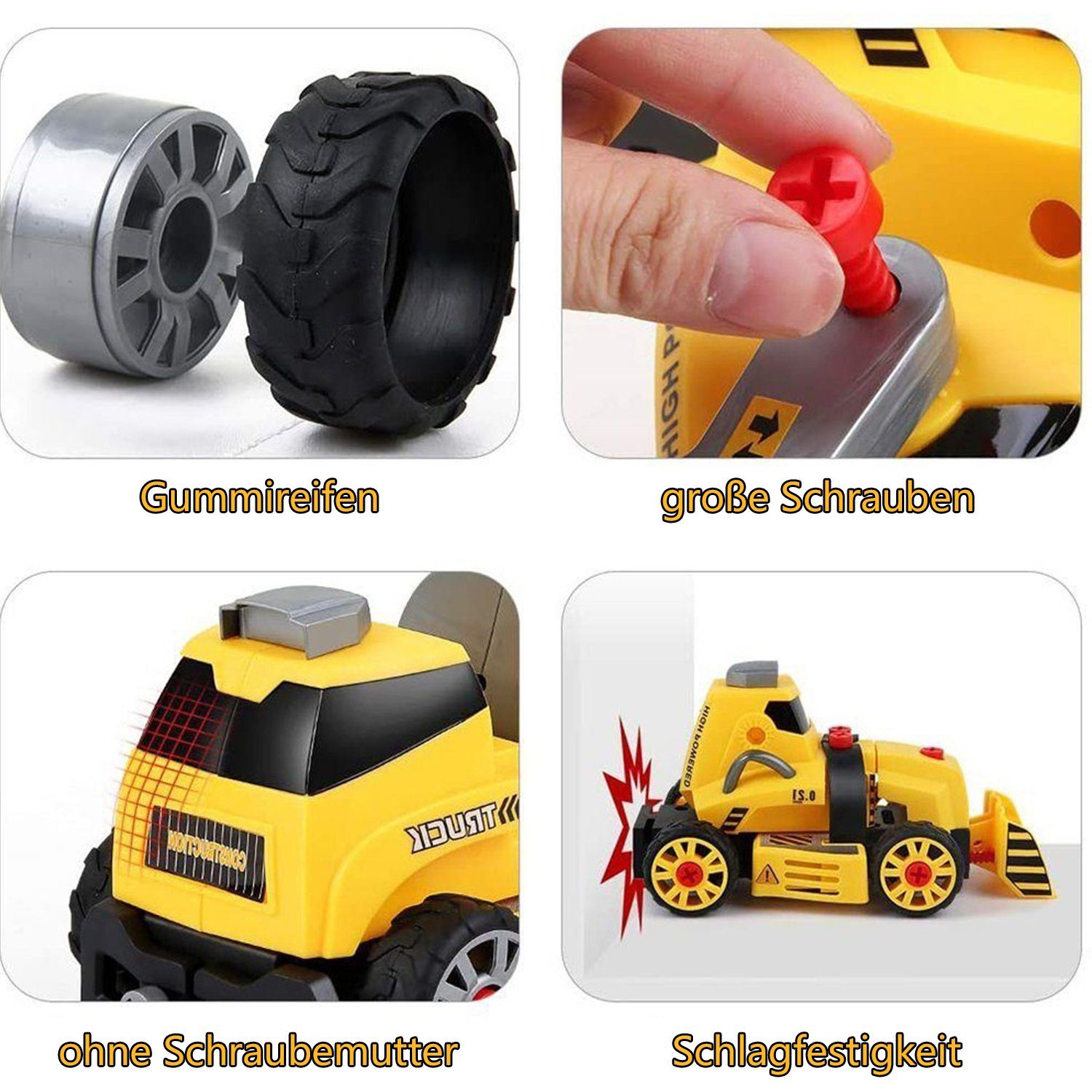 LBLA Spielzeug-Transporter Spielzeug-LKW-Transporter, (7-in-1 Baumaschine-Baufahrzeugset, frei DIY in verschiedenen Formen)