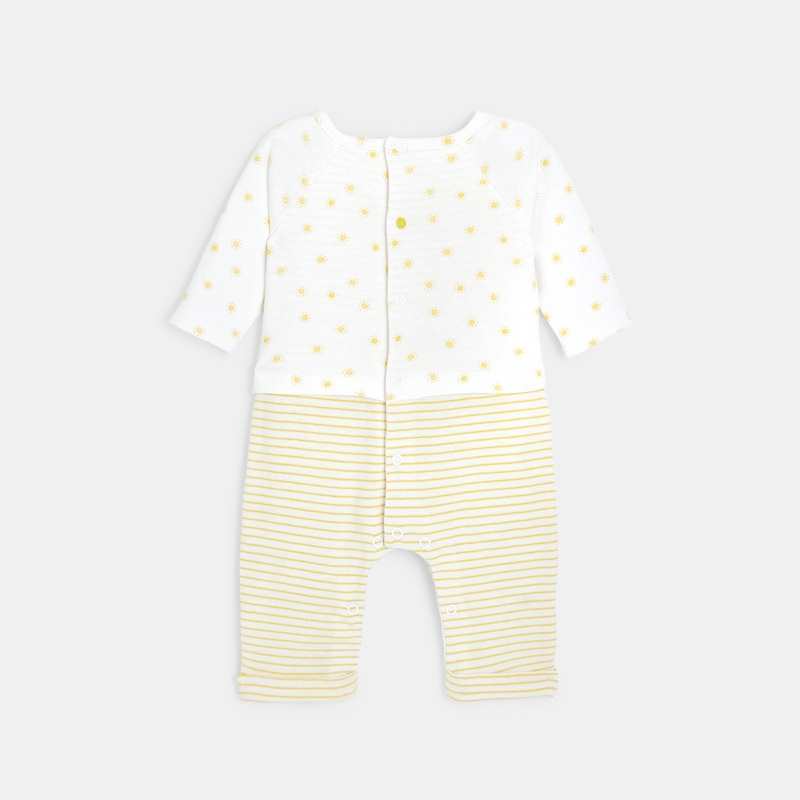 Combinaison effet 2 en 1 bébé garçon en coton bio blanc Absorba