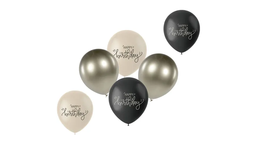 Folat - Latexballons - Crème Noir - 33 cm - 6 Stïuck