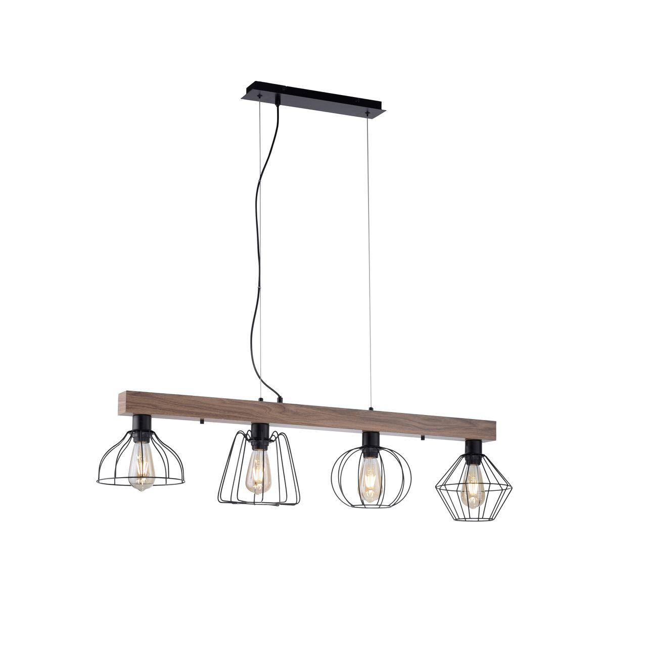 JUST LIGHT LeuchtenDirekt Pendelleuchte KASKA, Holzdekor, 4xE27 max. 40 W, Innenleuchte, IP20
