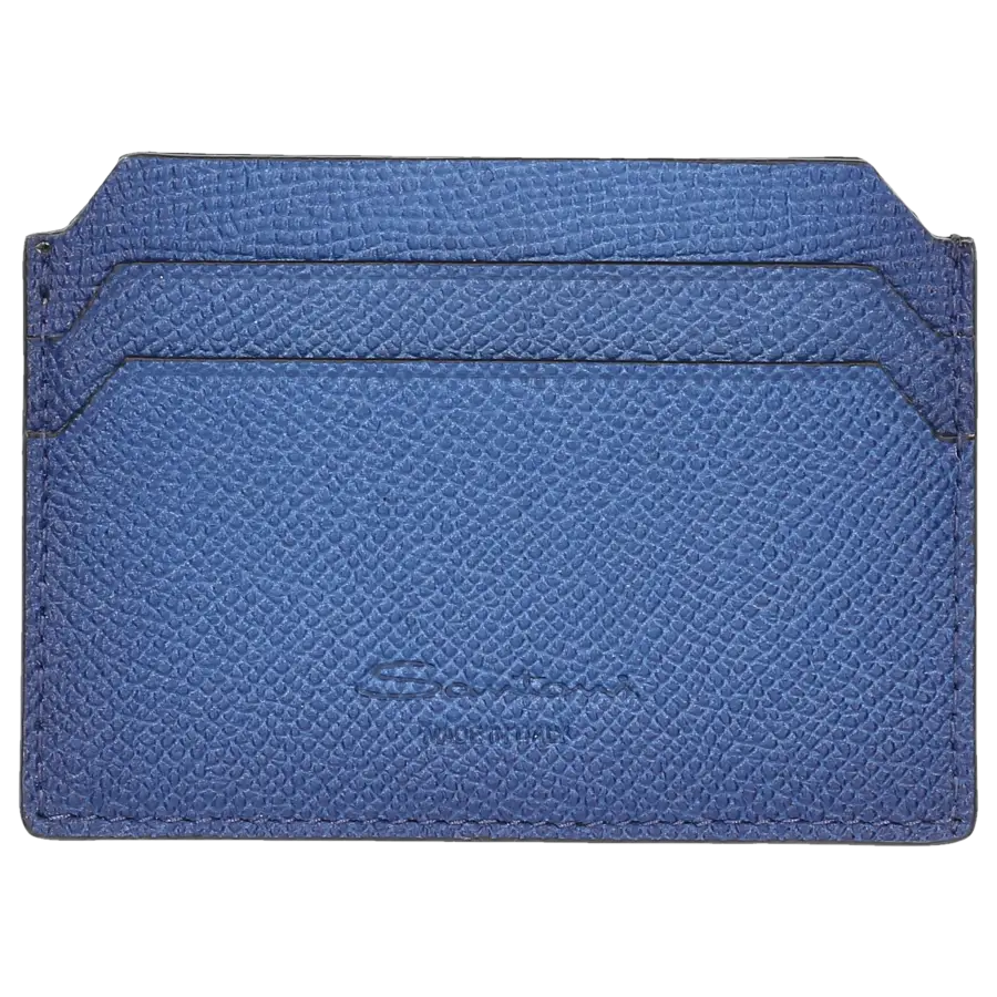 Santoni - Kreditkartenetui 2377 Saffiano - Leder - blau