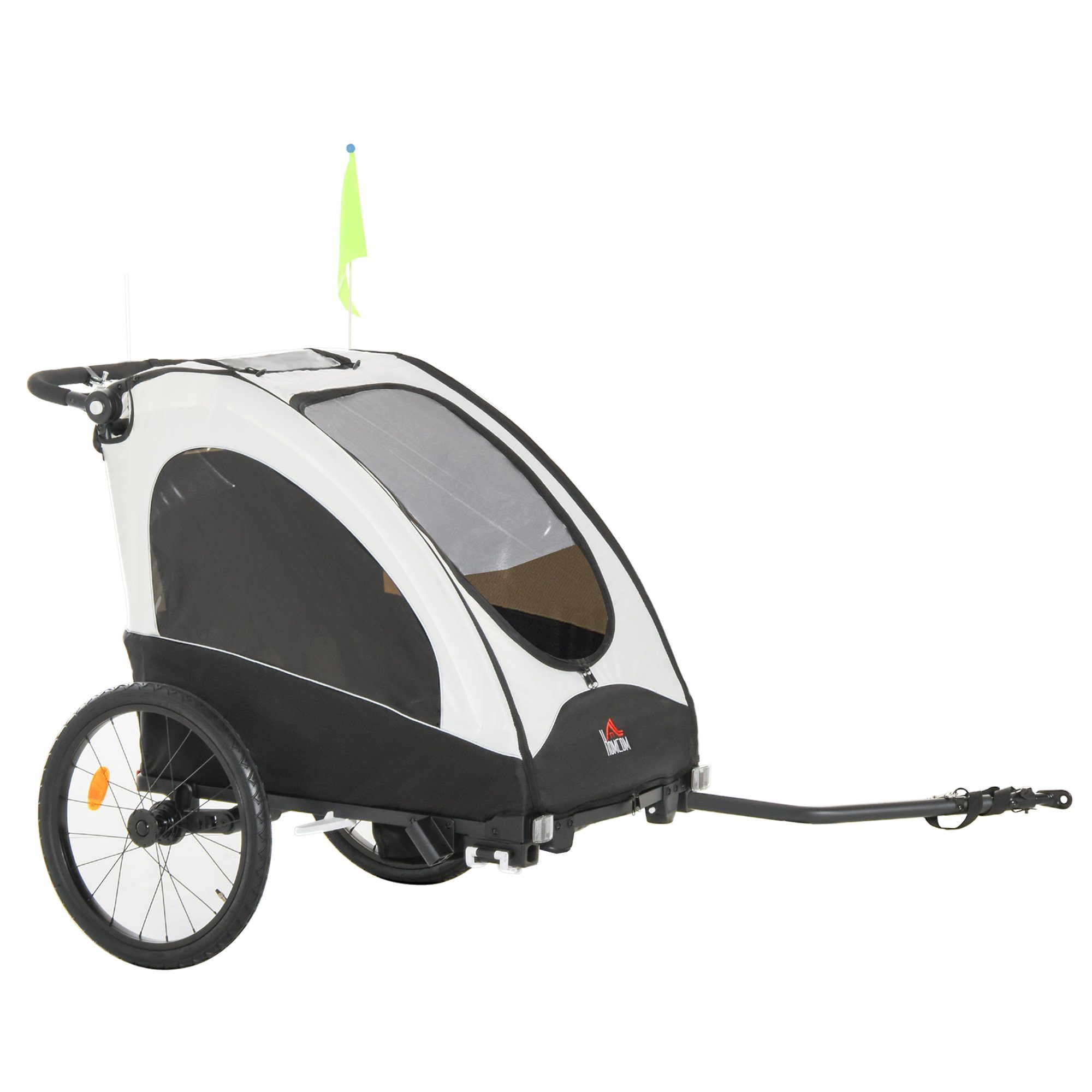 HOMCOM Fahrradkinderanhänger 2 in 1 Fahrradanhänger für 2 Kinder