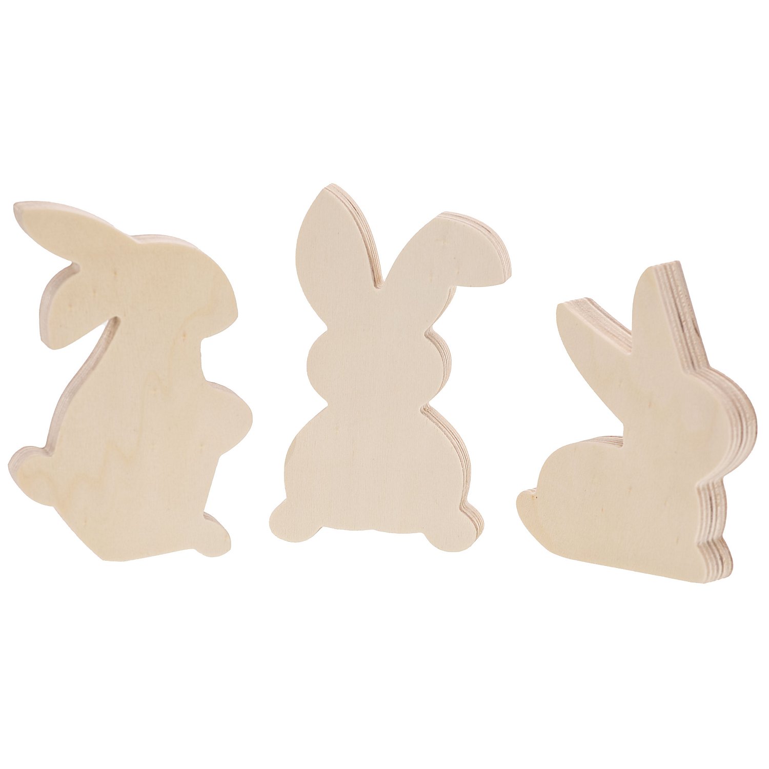 Hasen-Trio aus Holz, 9–13 cm, 3 Stück