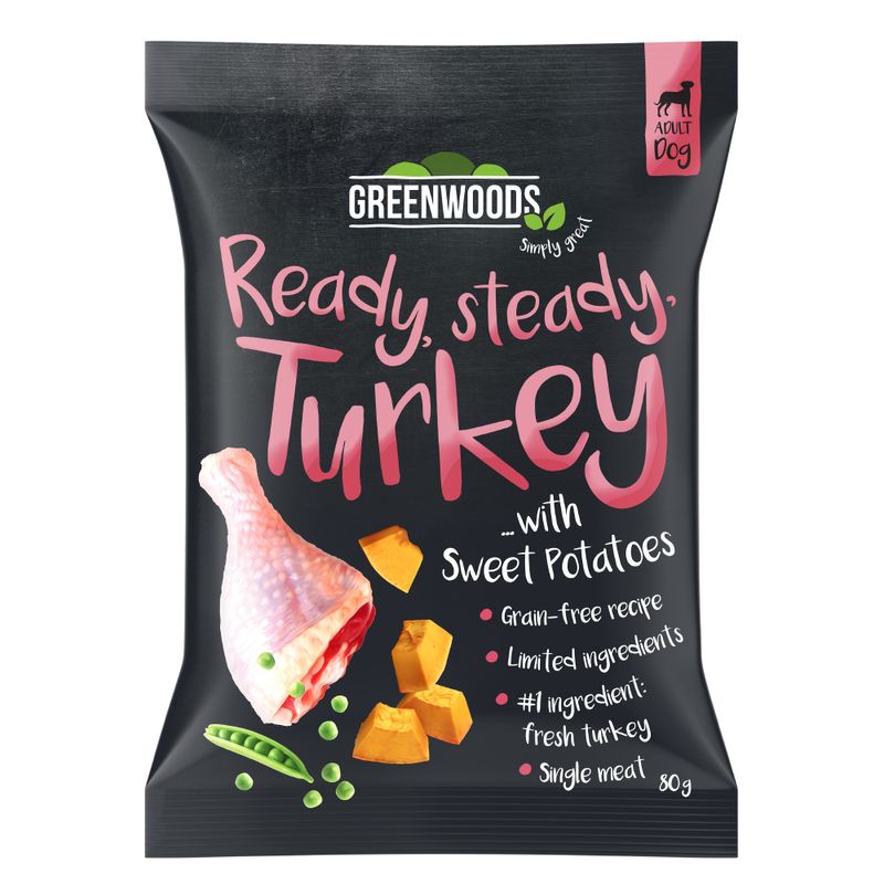 Greenwoods Pute mit Süßkartoffeln, Erbsen und Kürbis