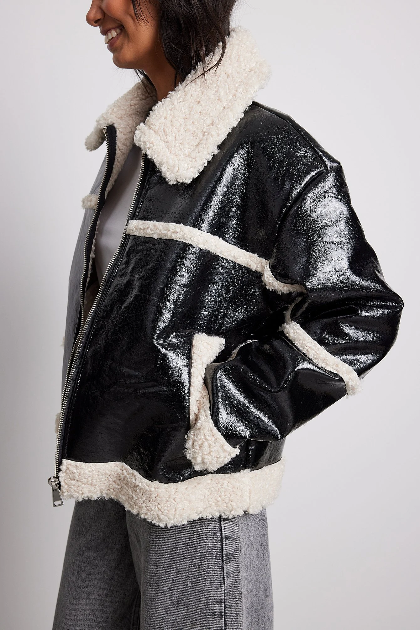Bonded Teddy-Detail-Jacke