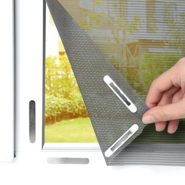 Insektenschutzplissee Fliegengitter Fenster inkl. Pollenschutz 150x130cm zuschneidbar, EASYmaxx, Magnetbefestigung, magnetisch, Moskitonetz