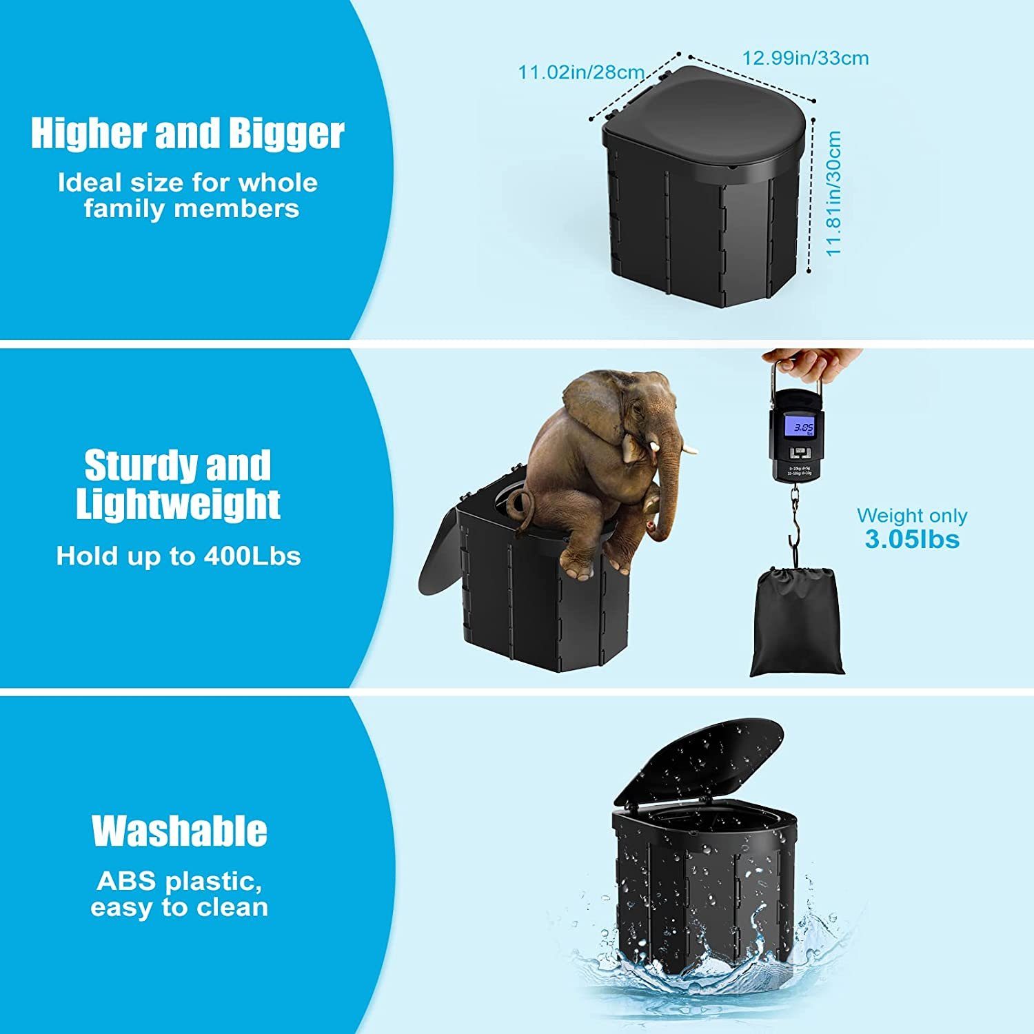 XDeer Campingtoilette Campingtoilette, Tragbare Toilette,Outdoor Camping Toiletten mit Urinal mit Deckel für Frauen, Mobile Faltbare Campingklo für Camping, Unterwegs, Wandern, Ausflüge, Stau, (set), Ausgestattet mit einem Toilettenpapierhalter zum A