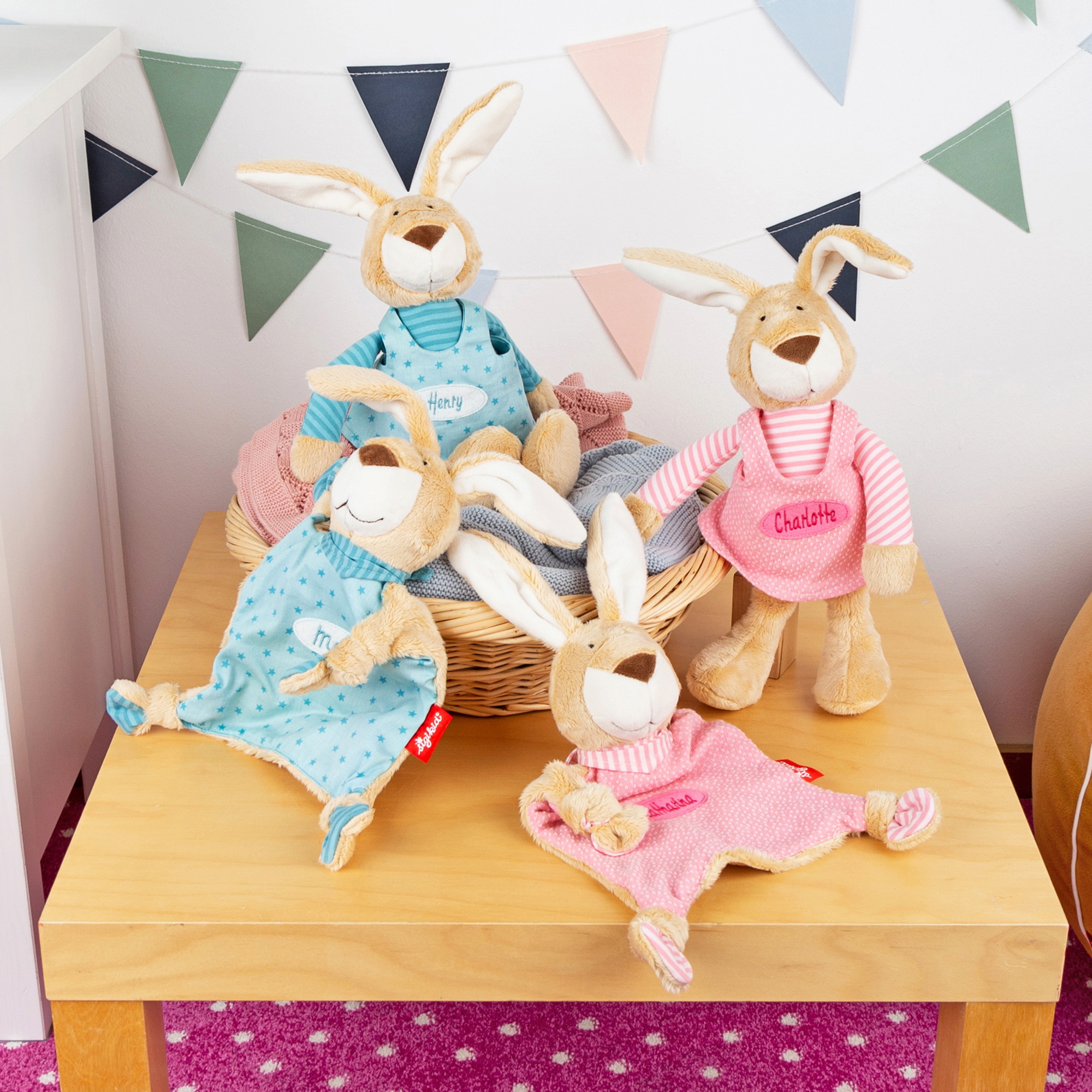 Namensschnuffeltuch Hase türkis