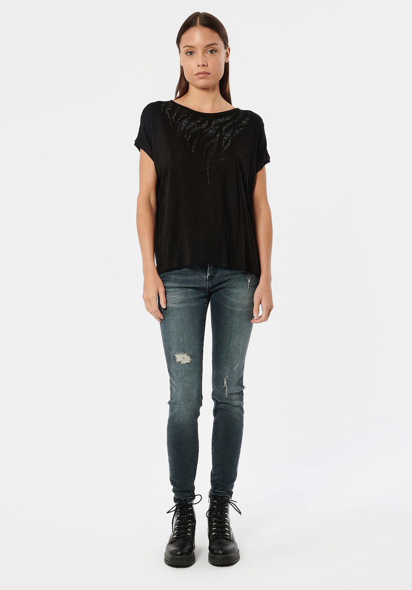 LOVY   T-shirt noir femme