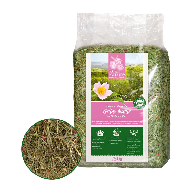 REAL NATURE Futter & Heu REAL NATURE Grüne Natur mit Wildrosenblüten 750g