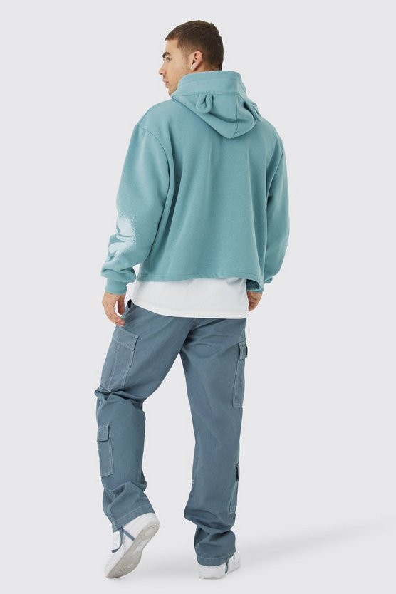 Kastiger Oversize Hoodie mit Graffiti-Print