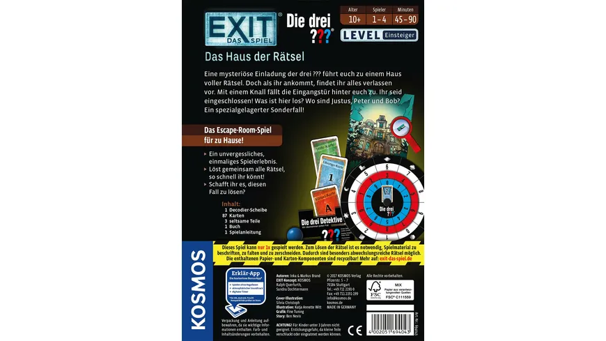 KOSMOS - EXIT - Das Spiel - Das Haus der Rätsel