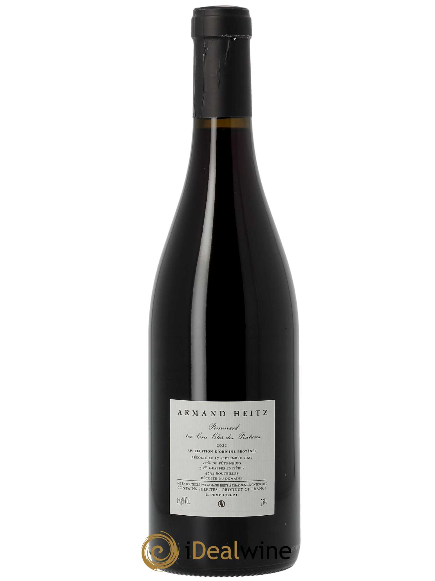 Pommard 1er Cru Clos des Poutures Armand Heitz (anciennement Heitz-Lochardet)  2021 - Lot de 1 Bouteille