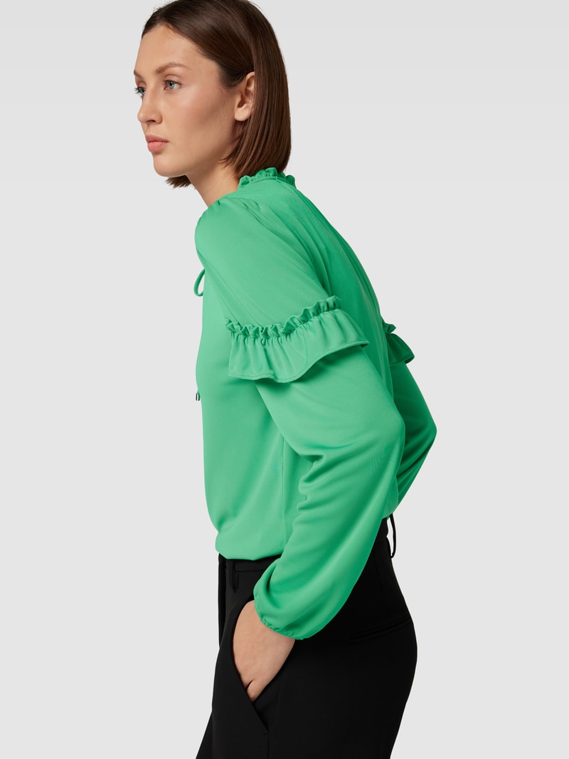 Blusenshirt mit Schlüsselloch-Ausschnitt in grün