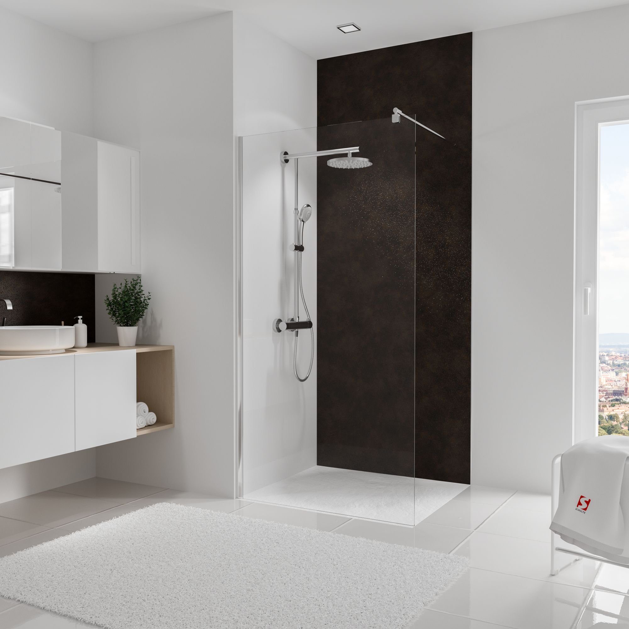 Schulte Badrückwand DecoDesign Dekor Metall Rosteffekt, (1-tlg), Wandverkleidung, fugenloser Fliesenersatz, Duschrückwand