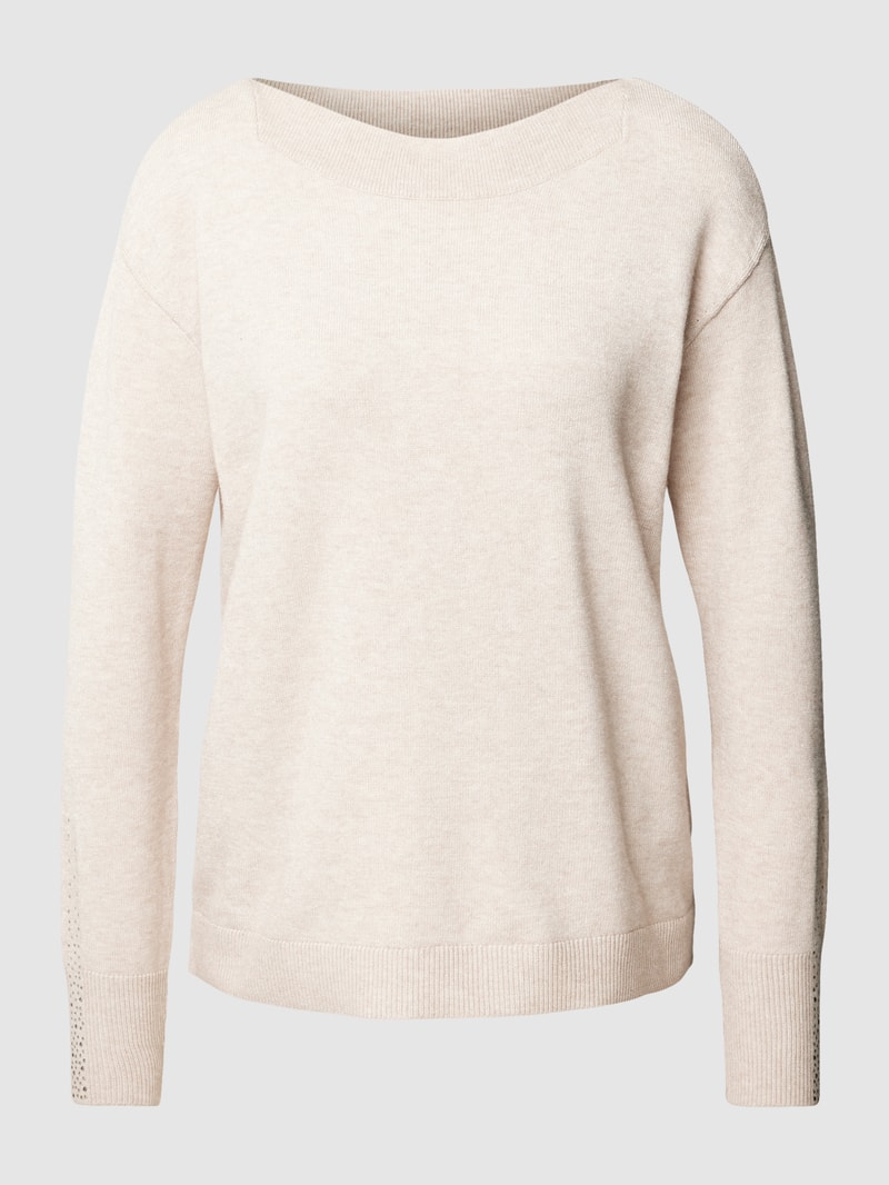 Strickpullover mit U-Boot-Ausschnitt in sand meliert