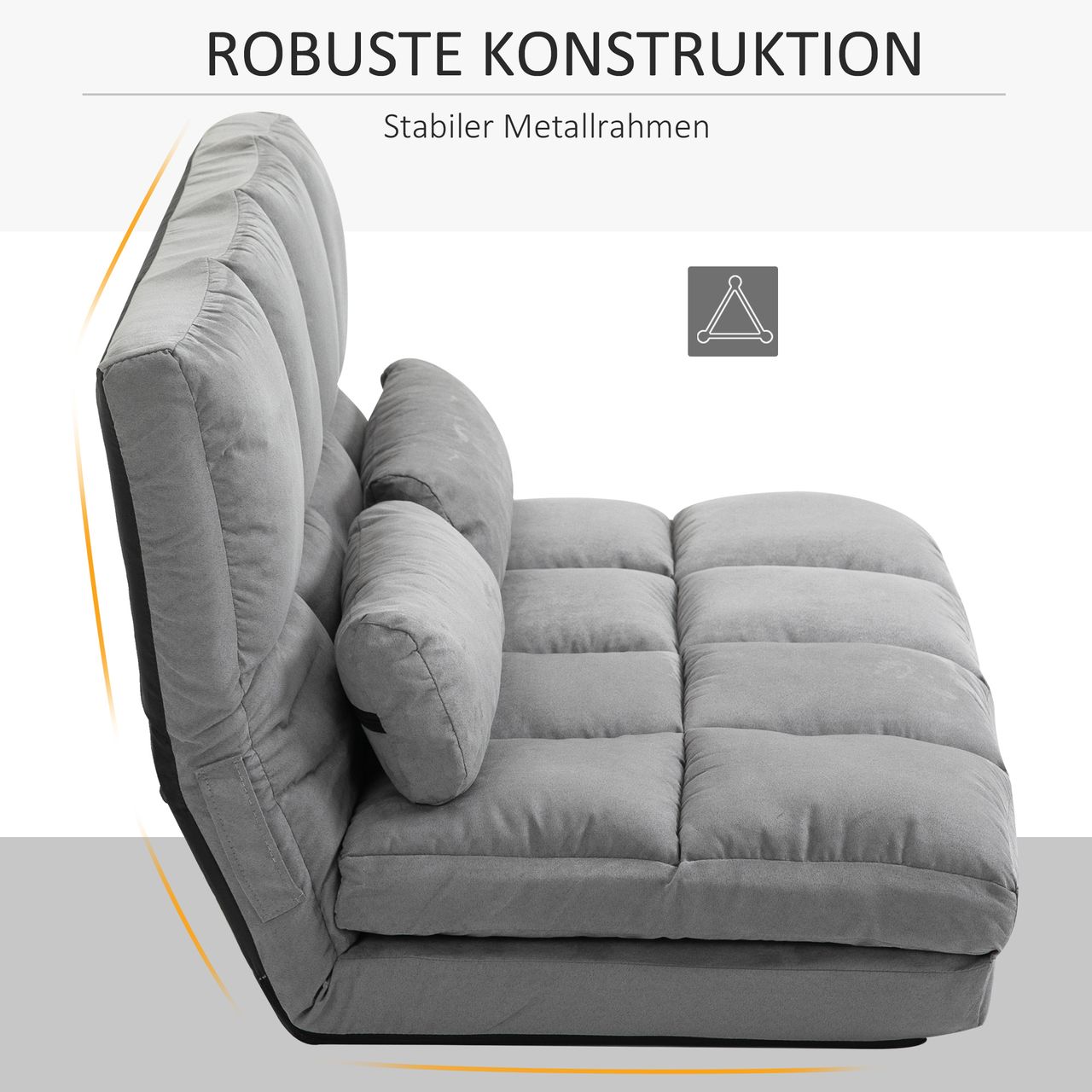 HOMCOM Bodenstuhl 2-in-1 Bodensessel Bett mit Rückenlehne Verstellbar Grau