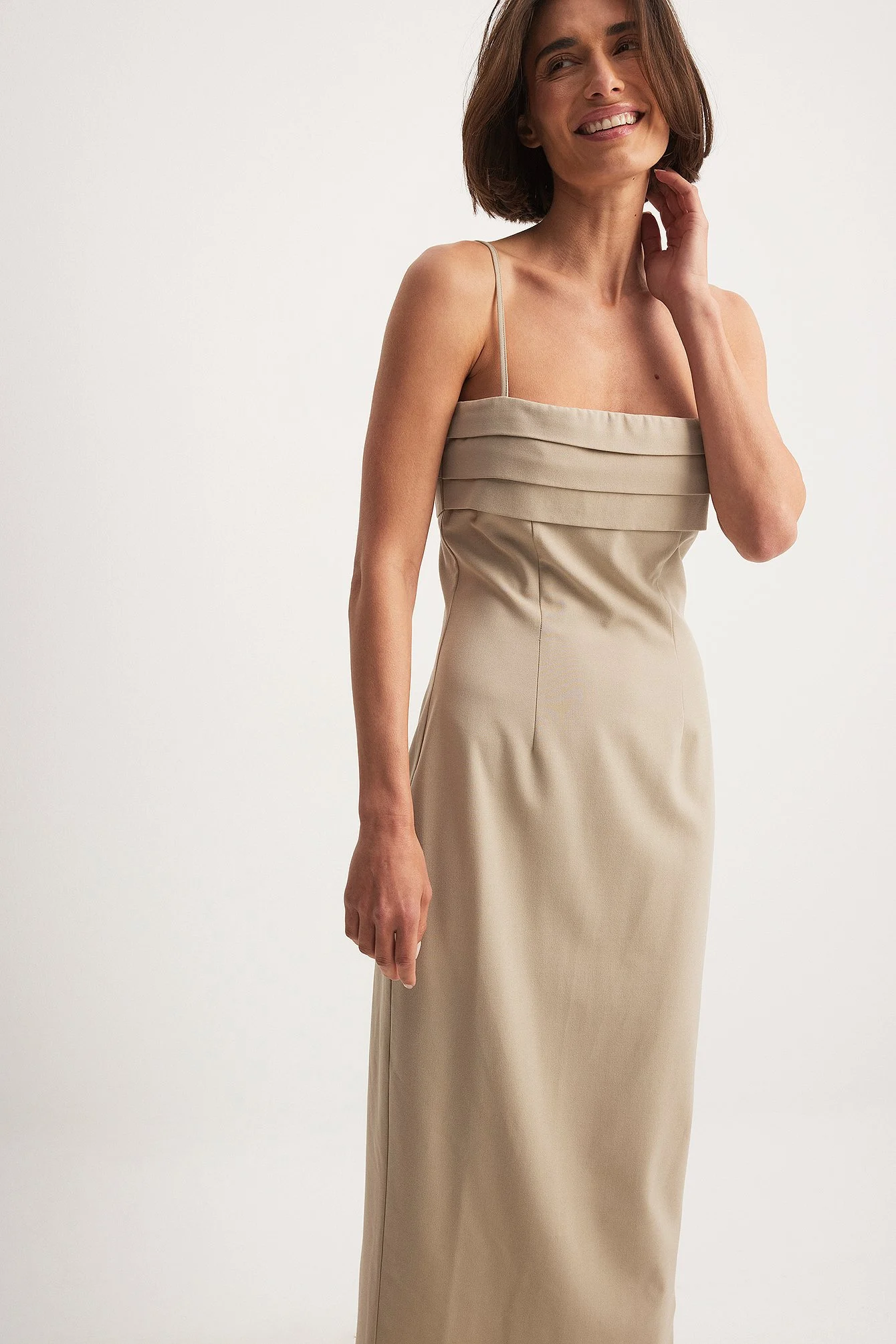 Pleat Deatil Chest Maxi Dress