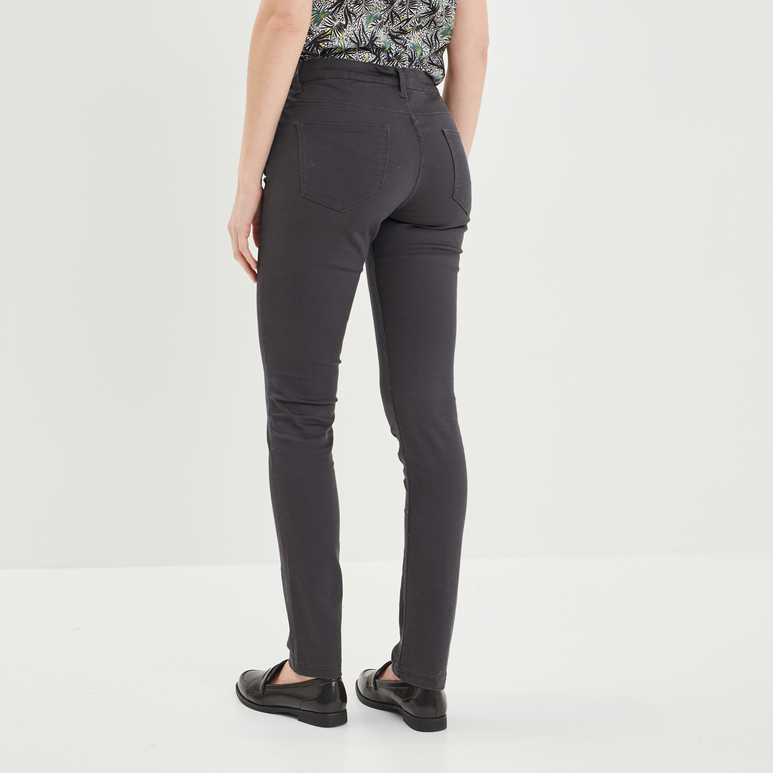 Pantalon slim taille normale gris foncé femme | La Halle