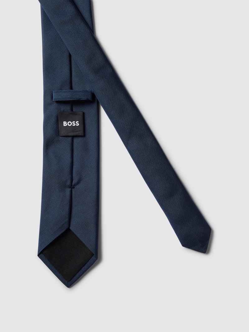 Krawatte mit Label-Patch in marineblau