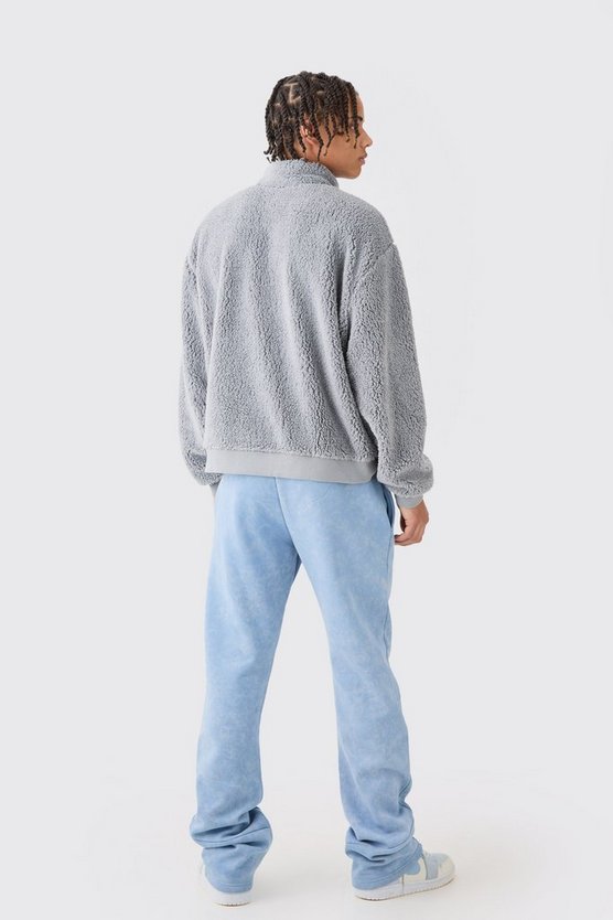 Kastiges Oversize Borg-Sweatshirt mit Trichterkragen