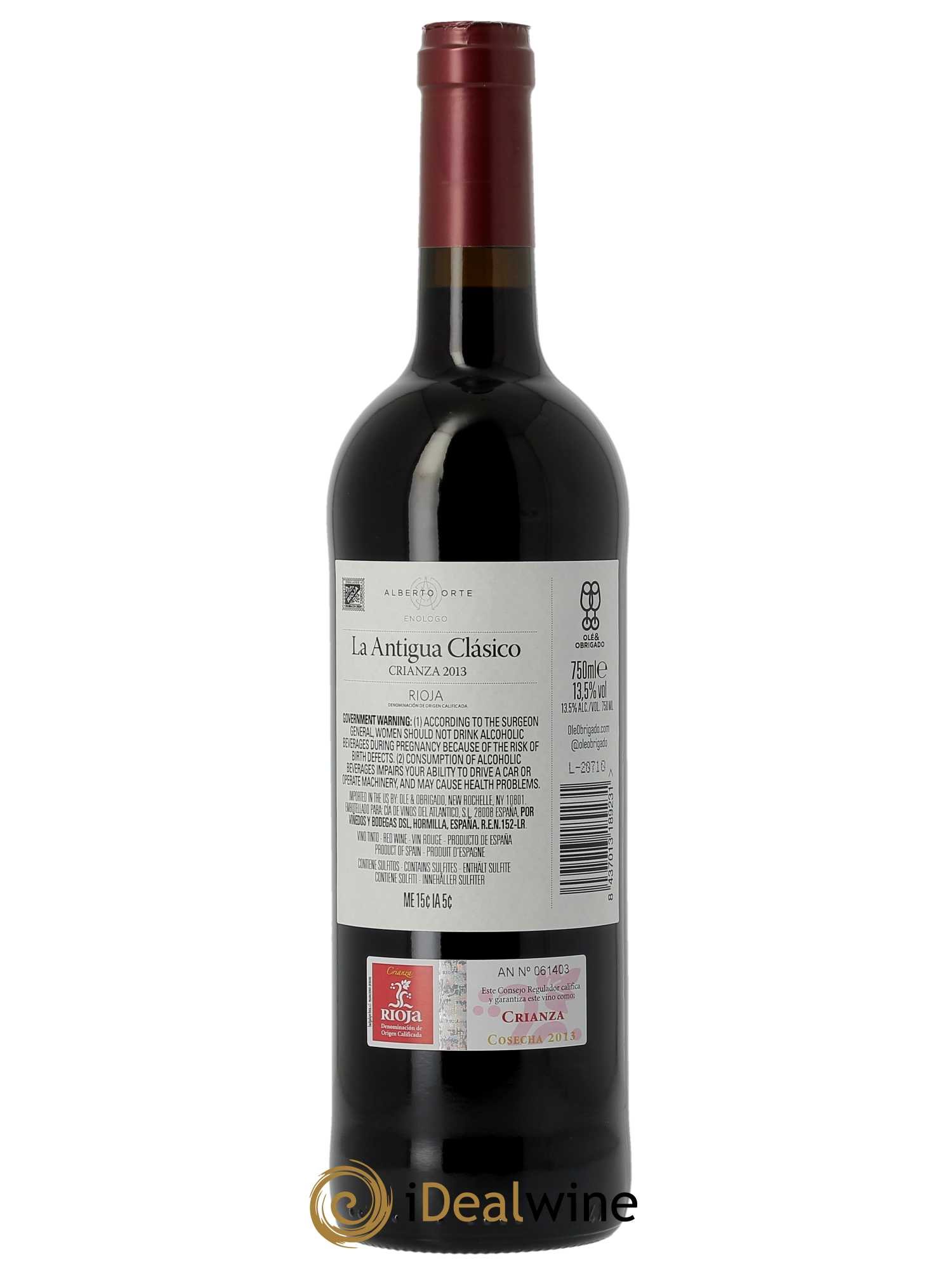 Rioja DOCa La Antigua Clásico Crianza Tinto Alberto Orte  2013 - Lot de 1 Bouteille