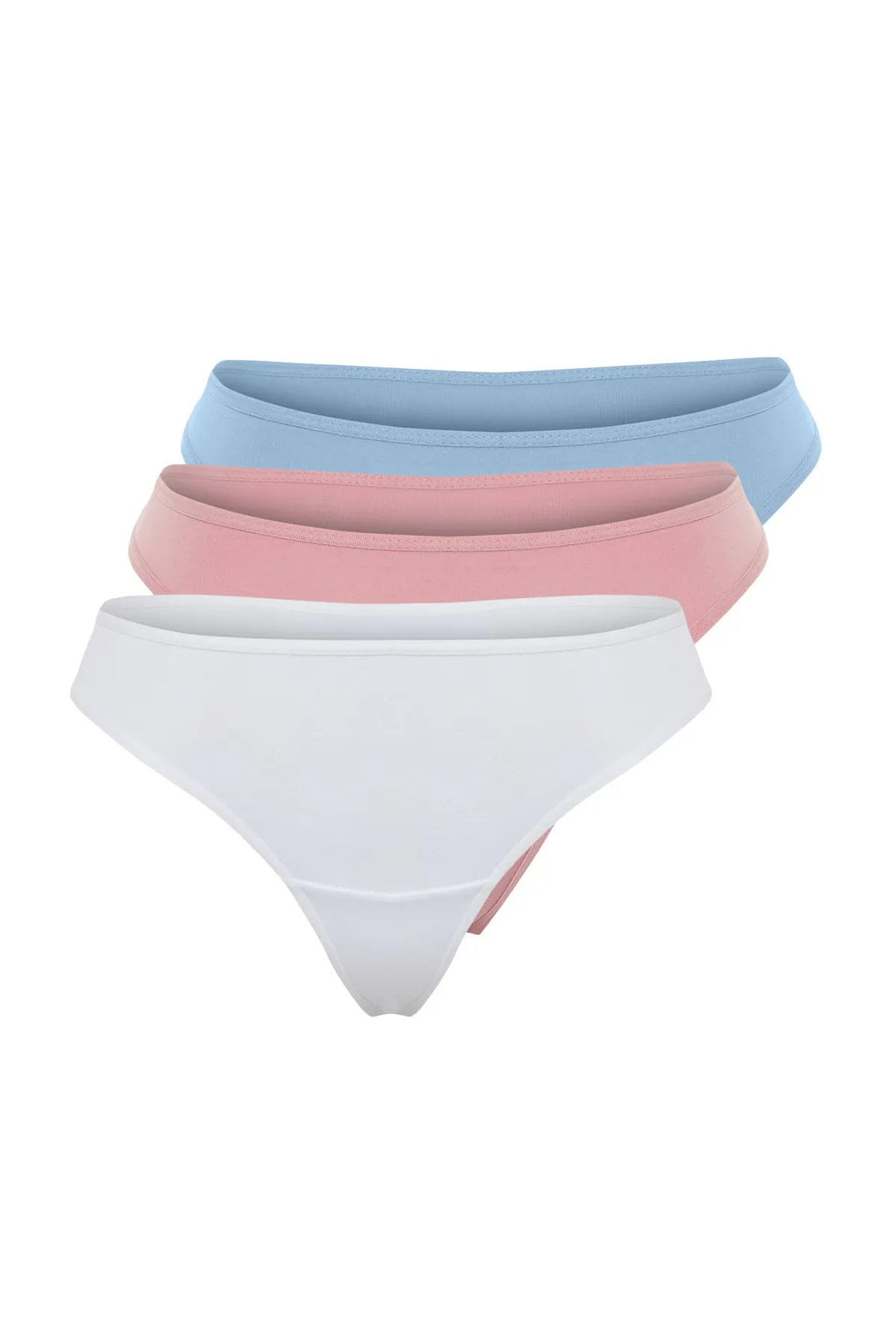 Trendyol Collection  Mehrfarbige Baumwoll-Tanga-Strickhöschen im 3er-Pack THMSS21KU0135