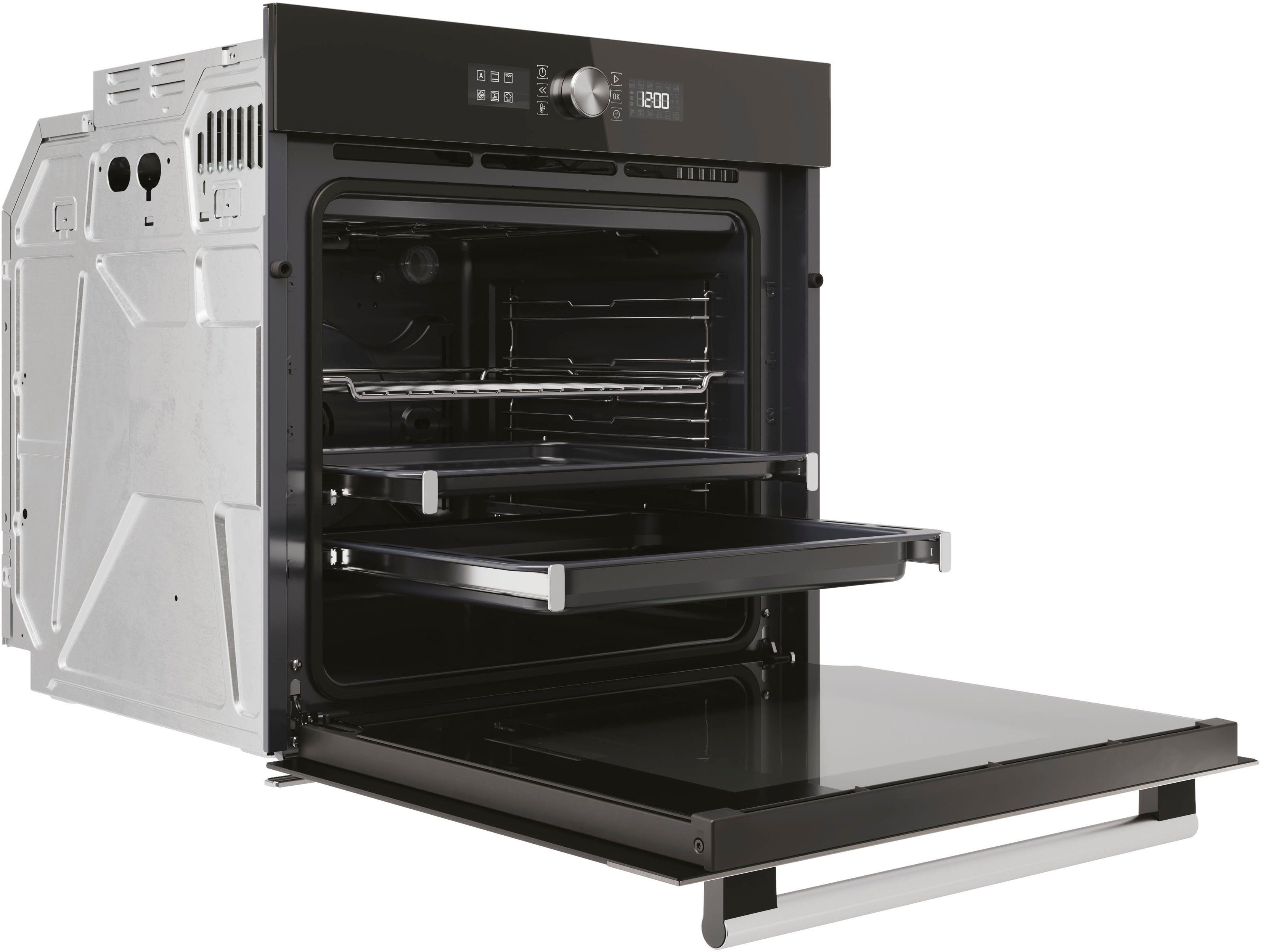 BAUKNECHT Backofen-Set BAKO4 HI6 BLACK, mit 2-fach-Teleskopauszug, Hydrolyse