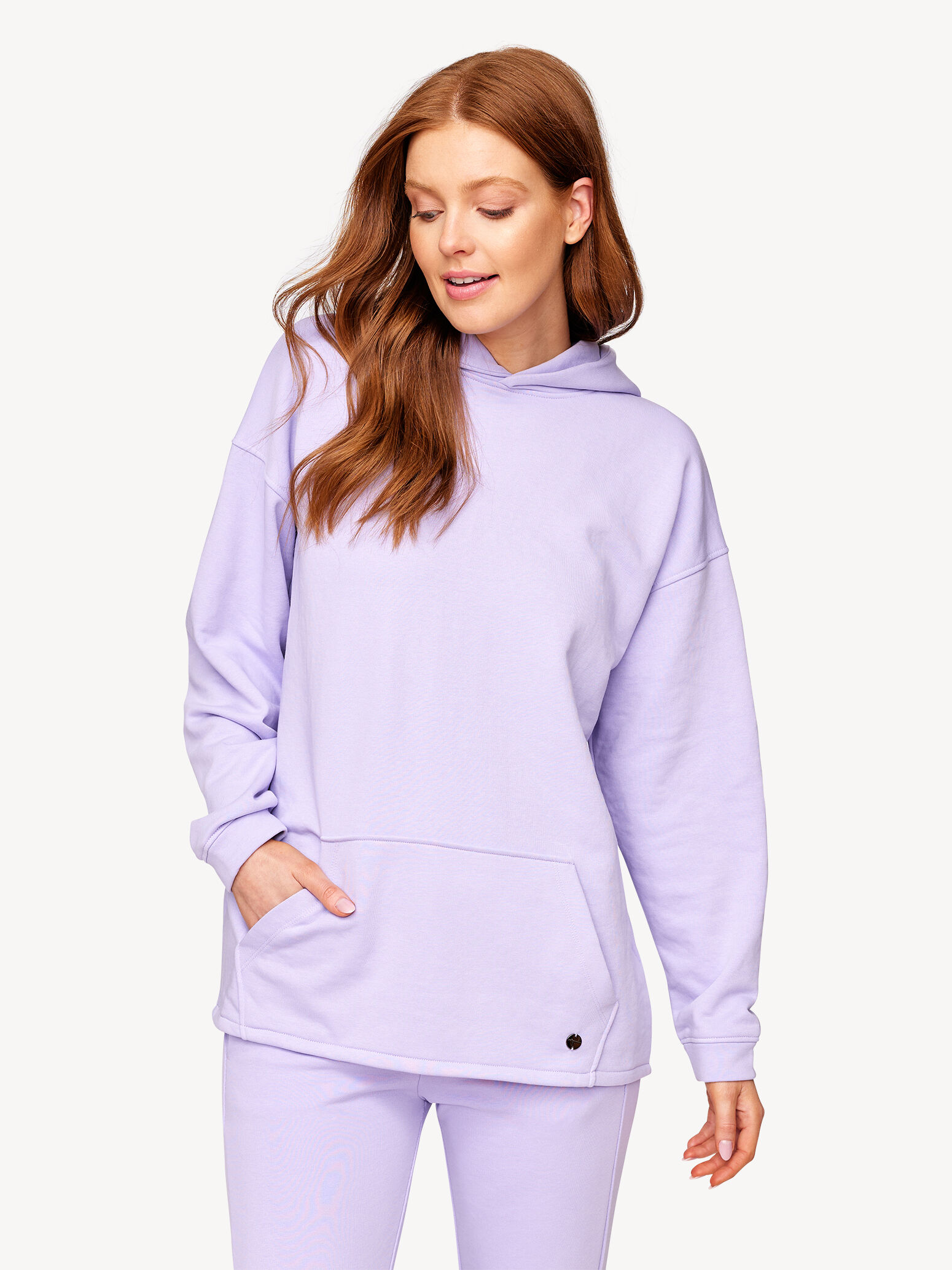 Sweat oversize à capuche - mauve