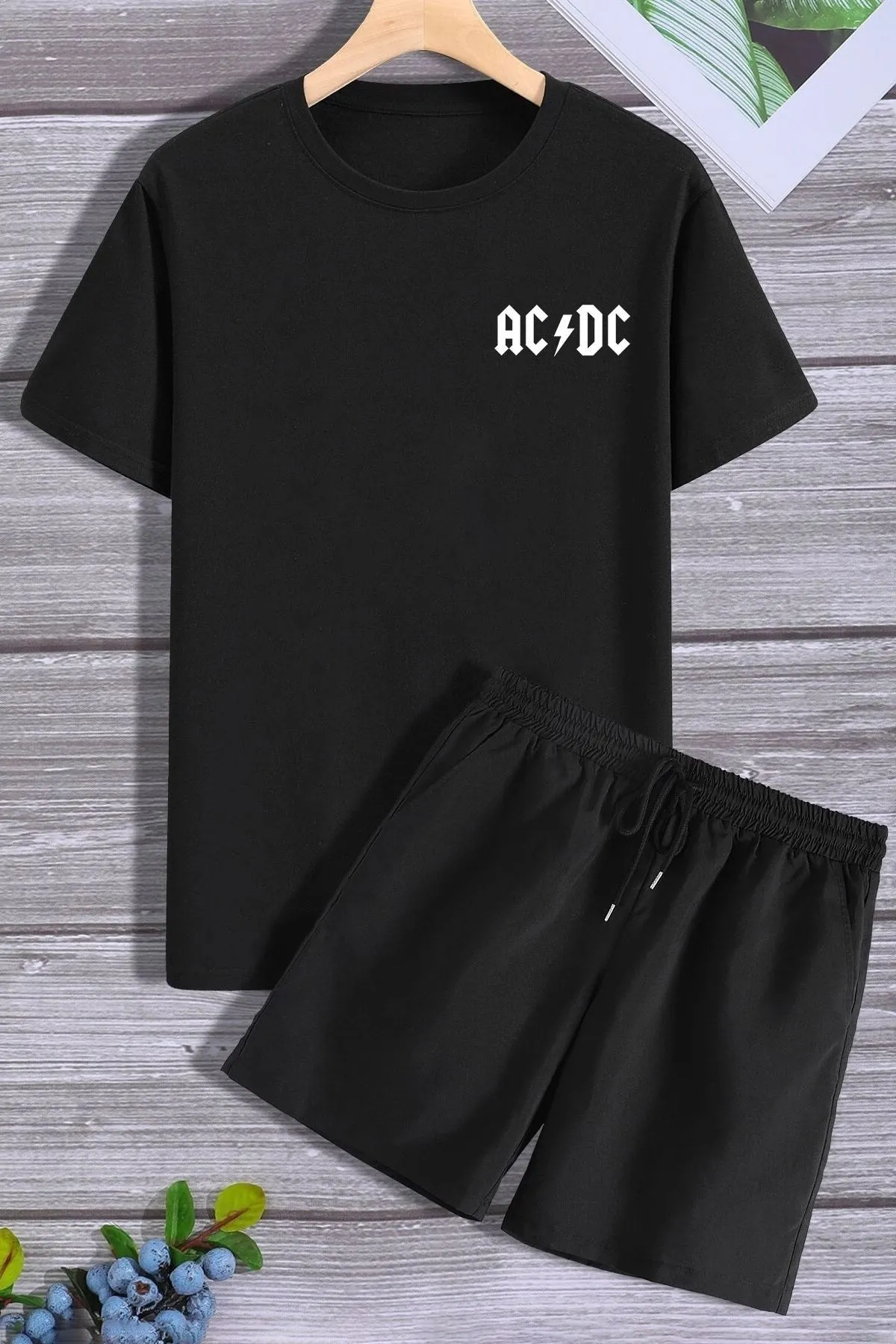 trendypassion  Acdc Shorts T-Shirt-Trainingsanzug-Set