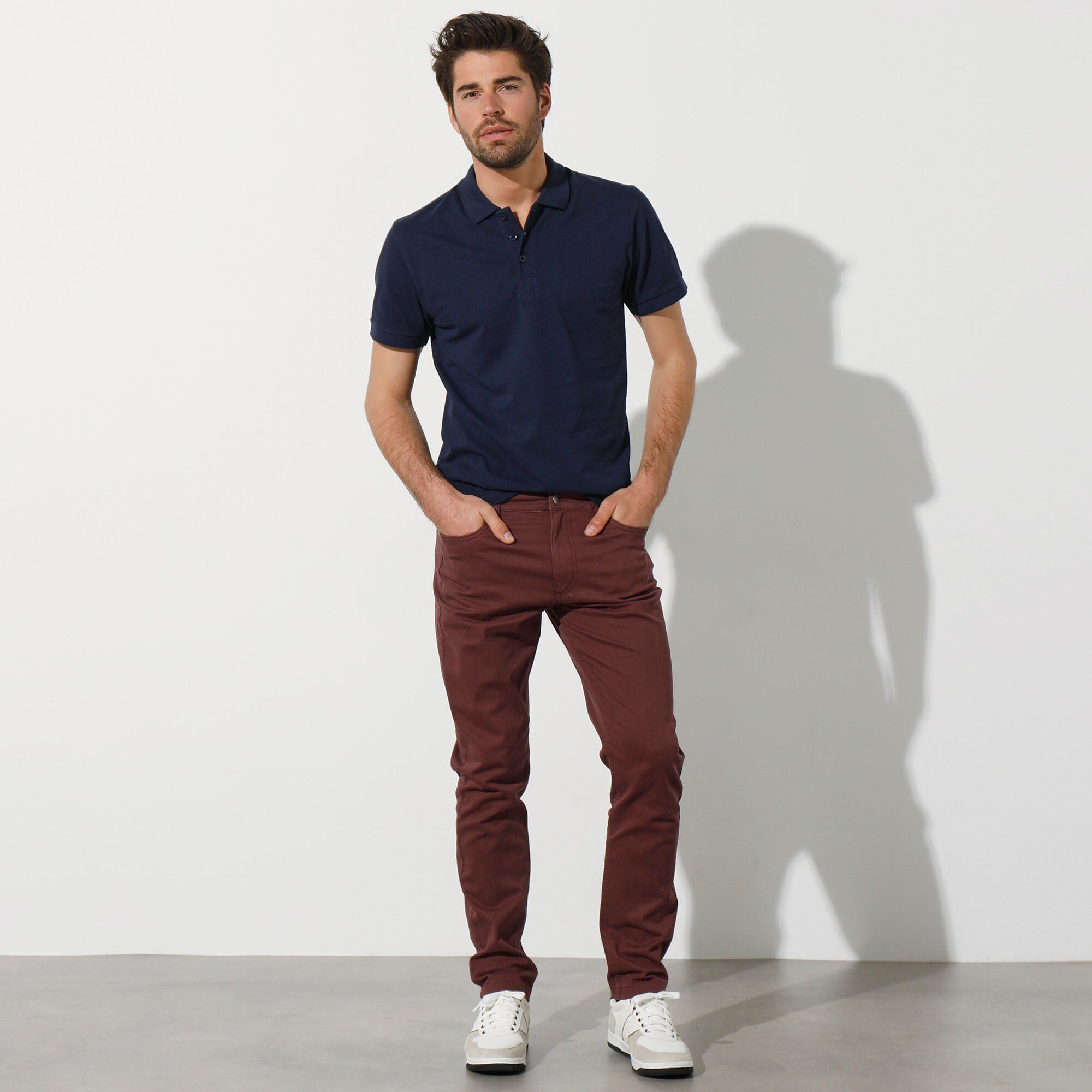 Pantalon droit 5 poches twill coton extensible
