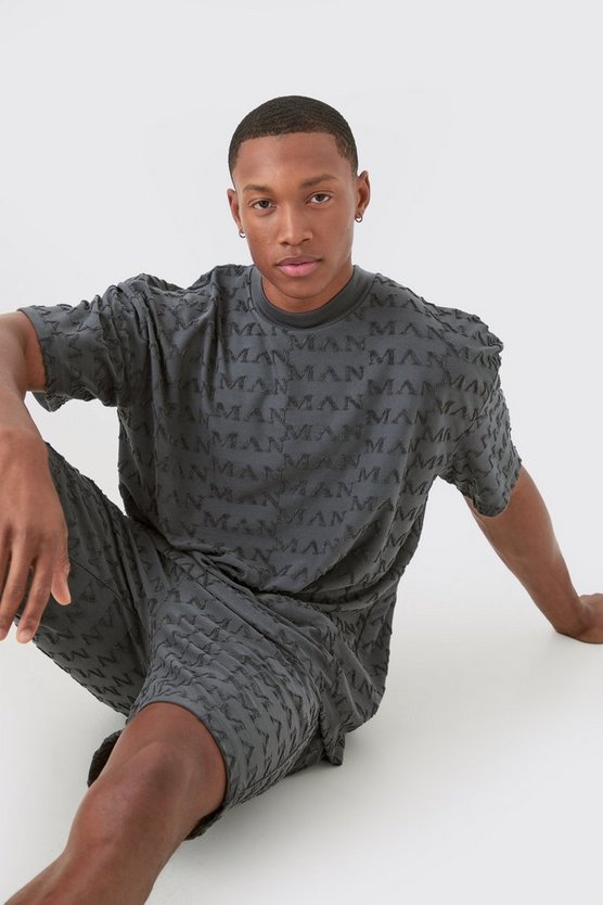 Oversize Man Frottee Jacquard T-Shirt