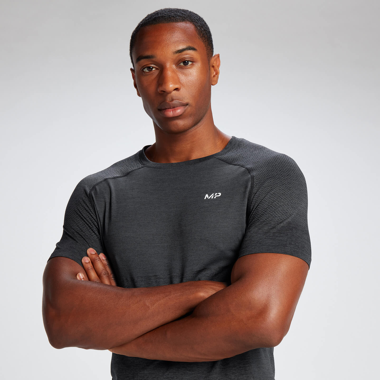 T-shirt sans coutures à manches courtes MP pour hommes – Noir chiné