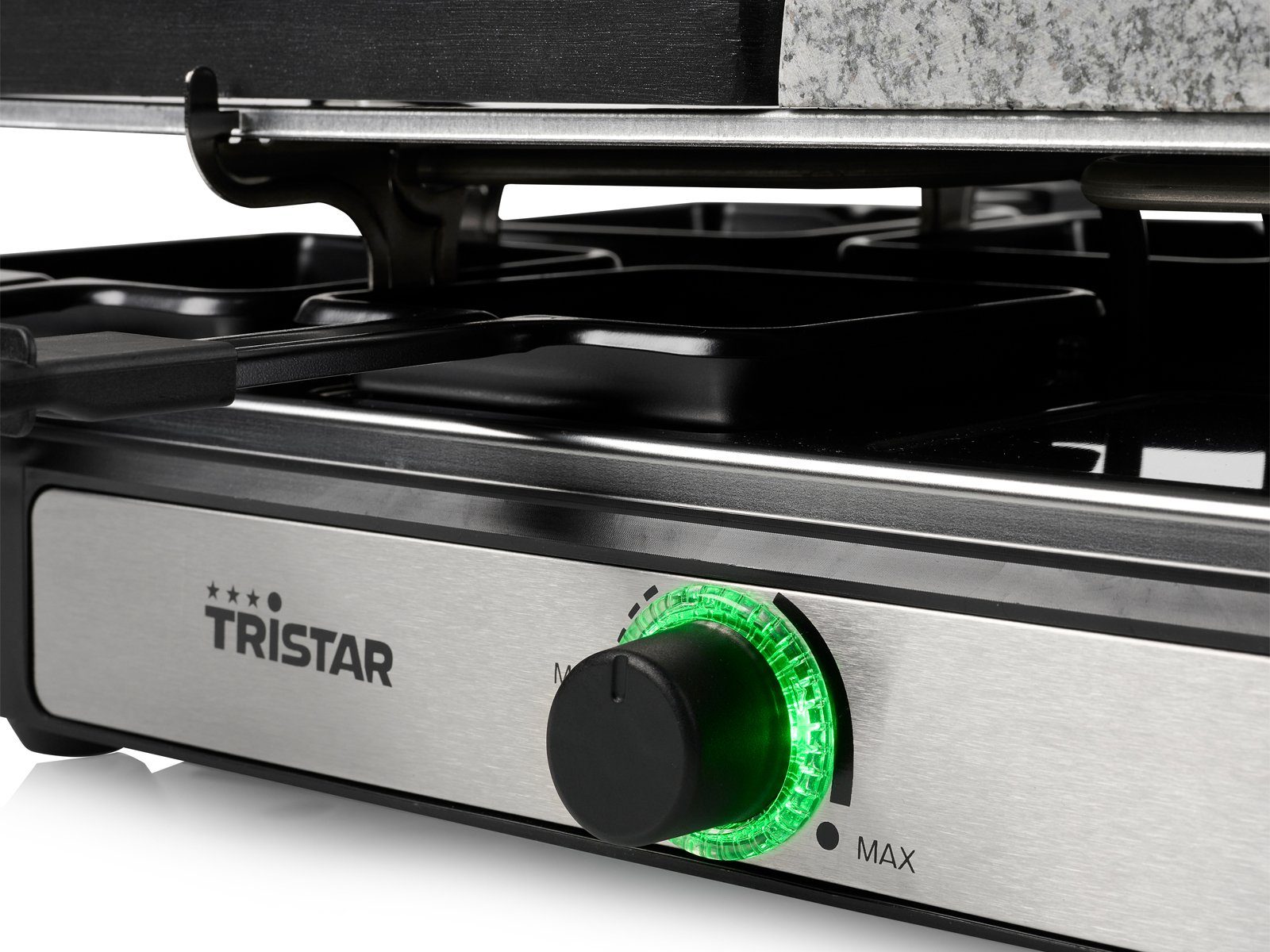 Tristar Raclette, 1400 W, Tischgrill Grill- & Steinplatte 5in1 Gerät Steingrill für 2-8 Personen