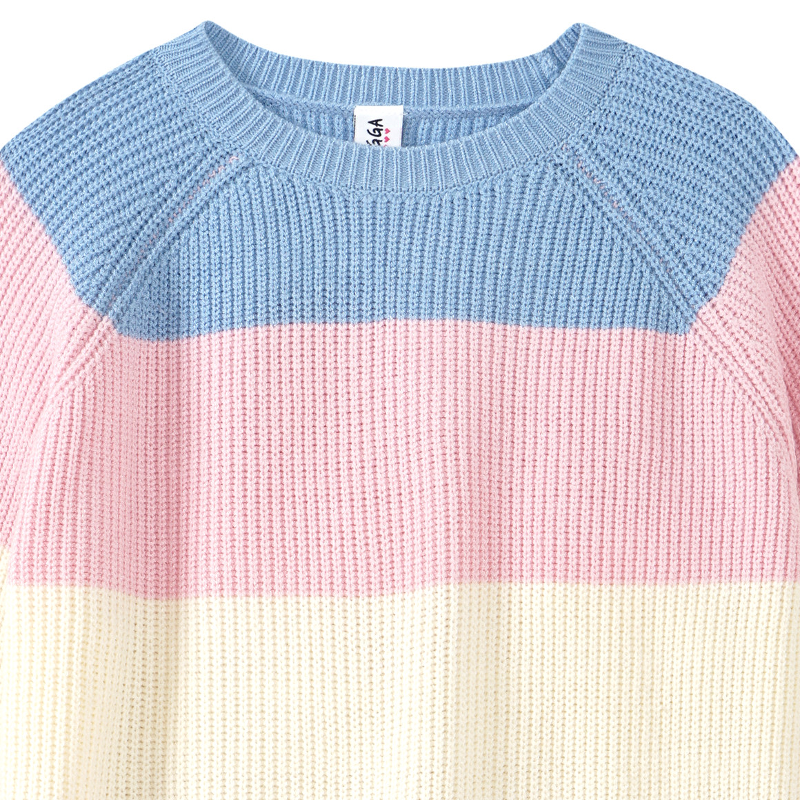 Mädchen Strickpullover mit Farbteilern