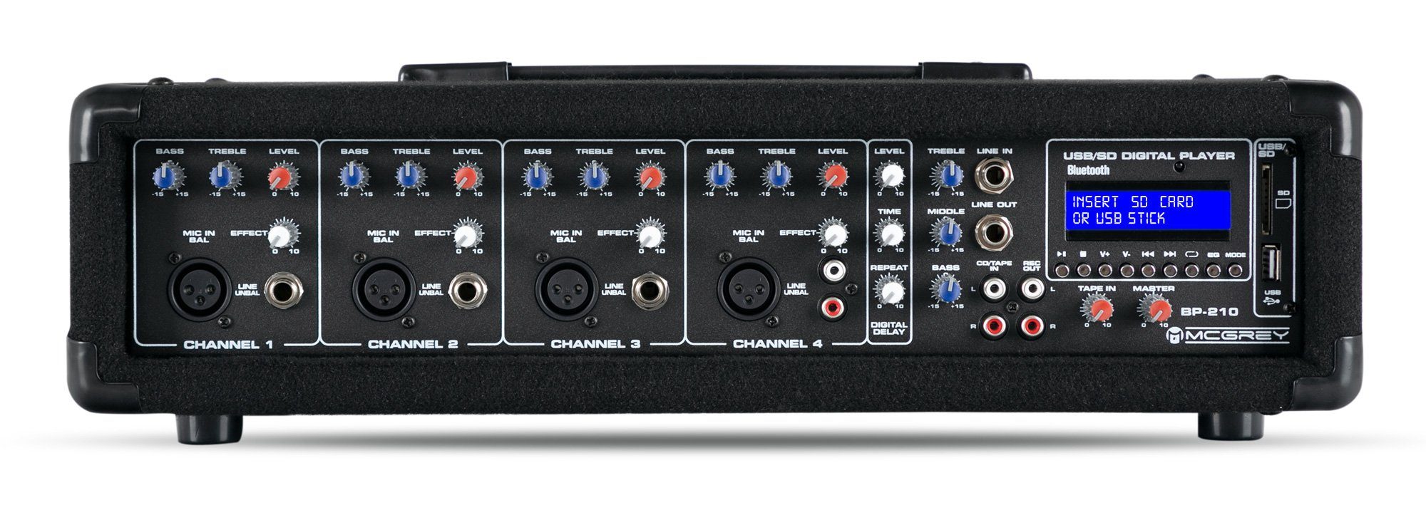 McGrey McGrey BP-210 Bandpack PA-Anlage 100 Watt Lautsprechersystem (Bluetooth, 50 W, inkl. 4-Kanal Powermixer - USB/SD-Slot - Mikrofon, Kabel & Stative)
