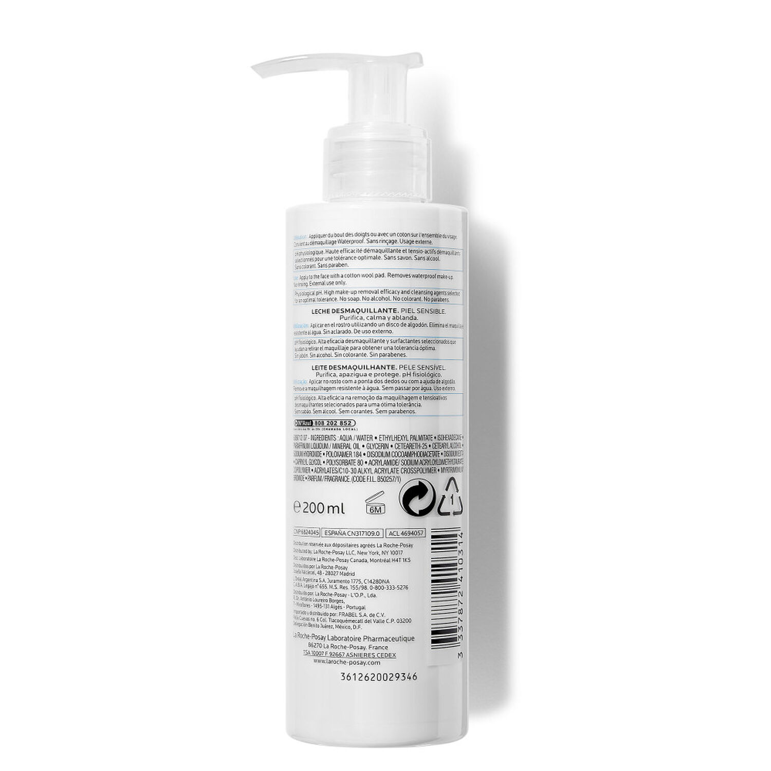 la roche-posay Lait Démaquillant Physiologique Purifie Apaise & Protège 200 ml
