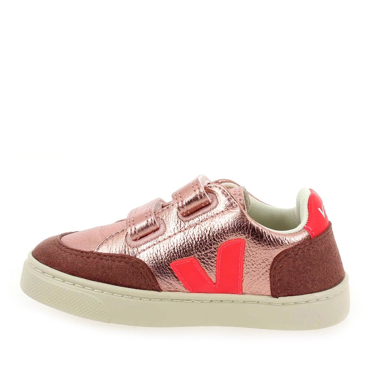 Veja  SMALL V12 VELCRO - Rose Fluo
