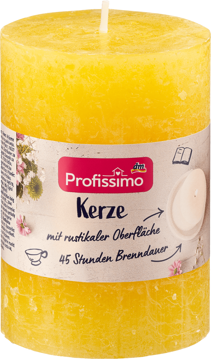 Kerze rustik 100/68 gelb, 1 St