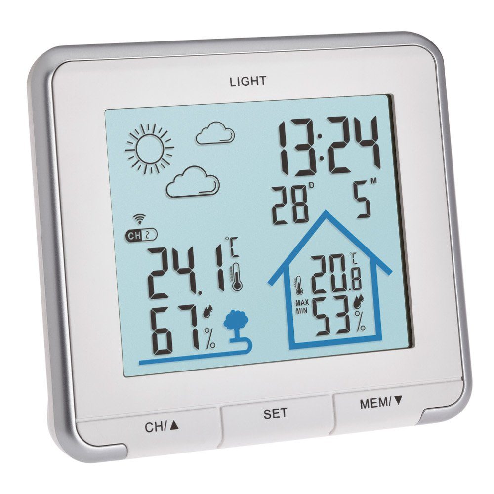TFA Dostmann Life TFA 35.1153 mit Raumklimakontrolle und Außensender Funkwetterstation